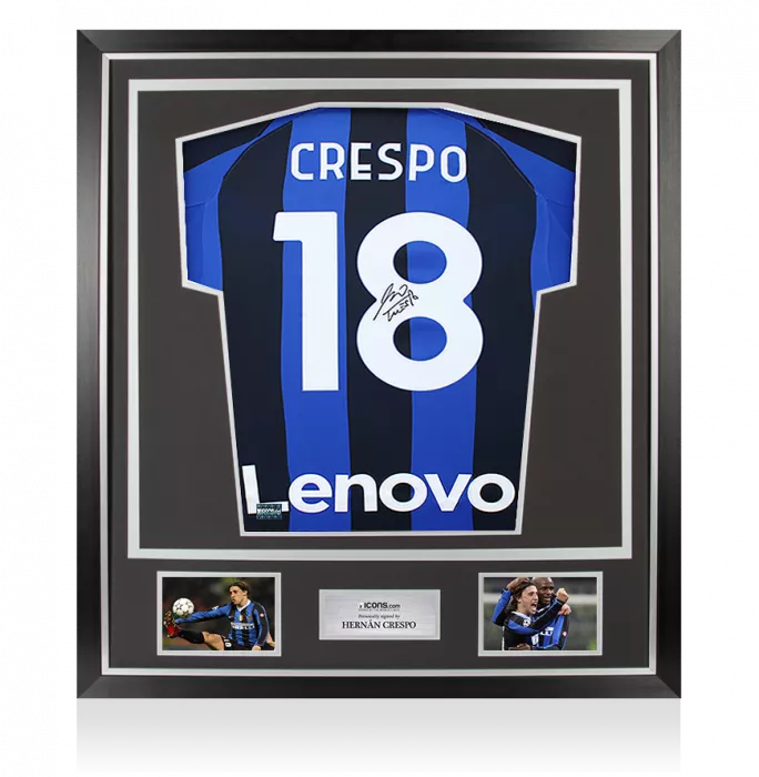 icons Hernan Crespo Back Signed Internazionale 2022-23 Home Shirt In Classic Frame
