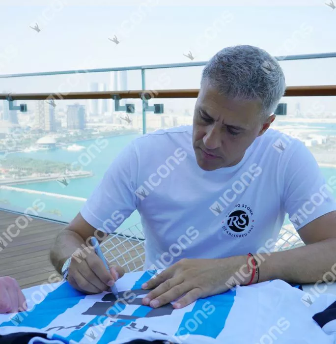 Icons Hernan Crespo Back Signed Modern Argentina Home Shirt With Fan Style Numbers