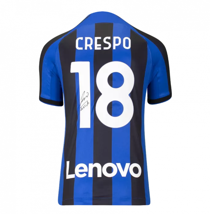 Icons Hernan Crespo Back Signed Modern Internazionale Home Shirt With Fan Style Number In Hero Frame: Option 1