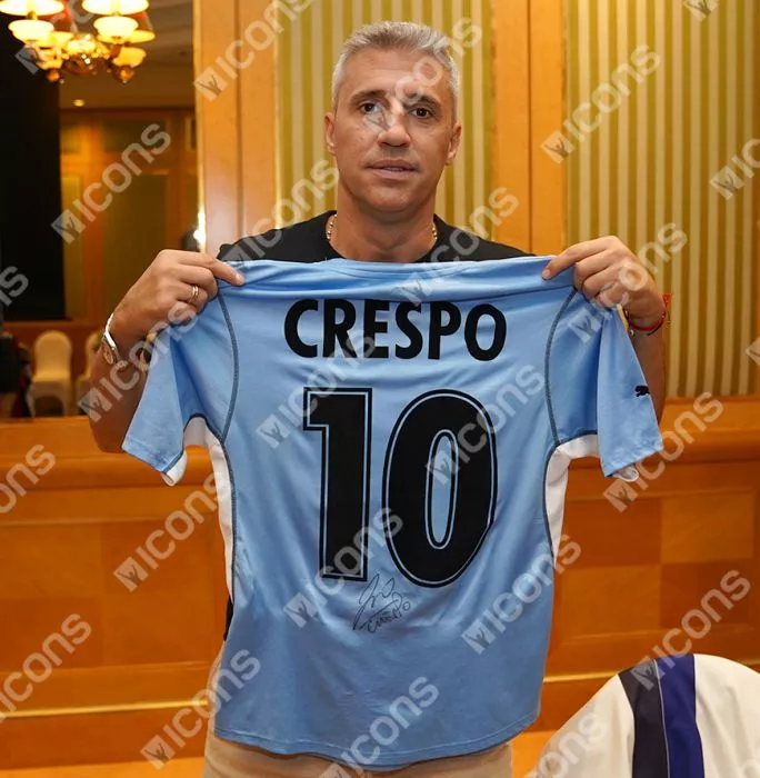 Icons Hernan Crespo Back Signed SS Lazio 2001-02 Home Shirt In Classic Frame
