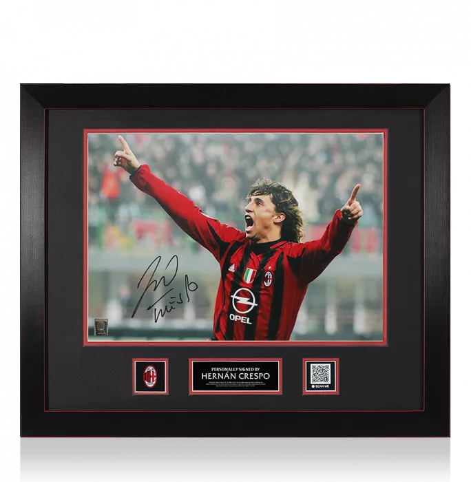 icons Hernan Crespo Official AC Milan Signed and Framed Photo: Celebration