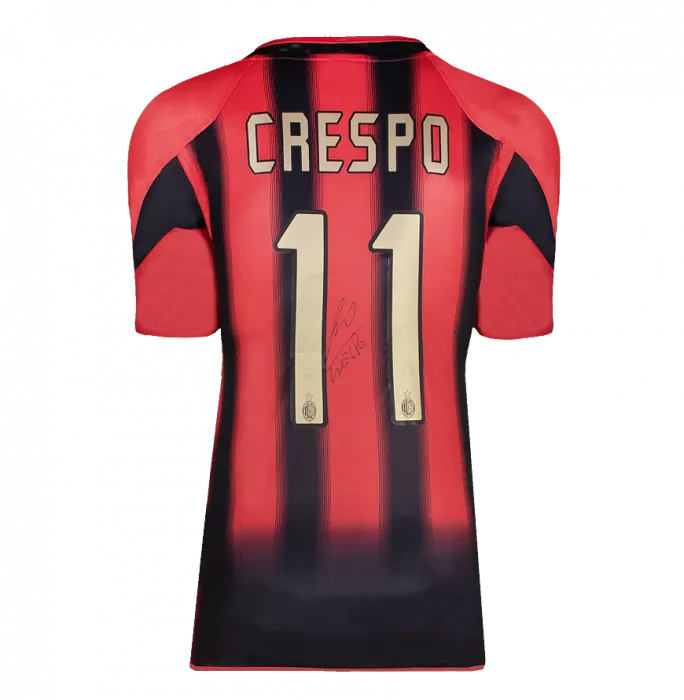 Icons Hernan Crespo Official UEFA Champions League Back Signed And Hero Framed AC Milan 2004-05 Home Shirt