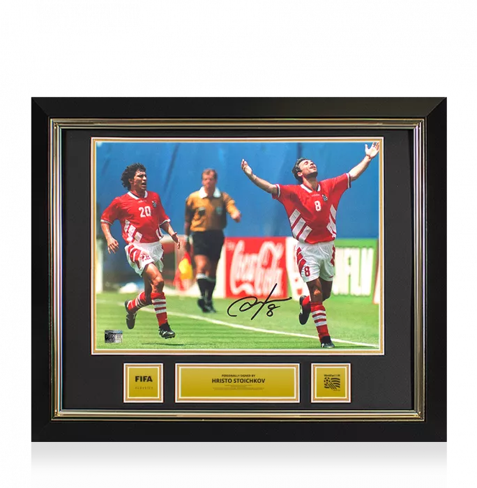 icons Hristo Stoichkov Official 1994 FIFA World Cup™ Signed and Framed Bulgaria Photo: 1994 Golden Boot Winner