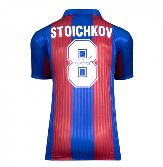 Icons Hristo Stoichkov Official FC Barcelona Back Signed And Framed 1992 Home Shirt