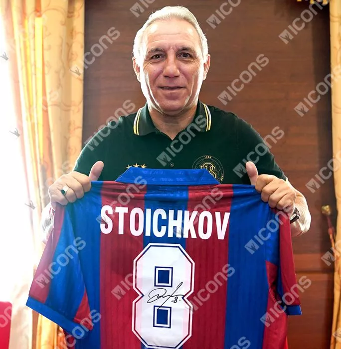 Icons Hristo Stoichkov Official FC Barcelona Back Signed And Framed 1992 Home Shirt