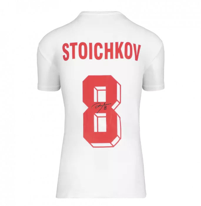 Icons Hristo Stoichkov Official FIFA World Cup™ Back Signed And Framed Bulgaria Home Shirt With Fan Style Numbers