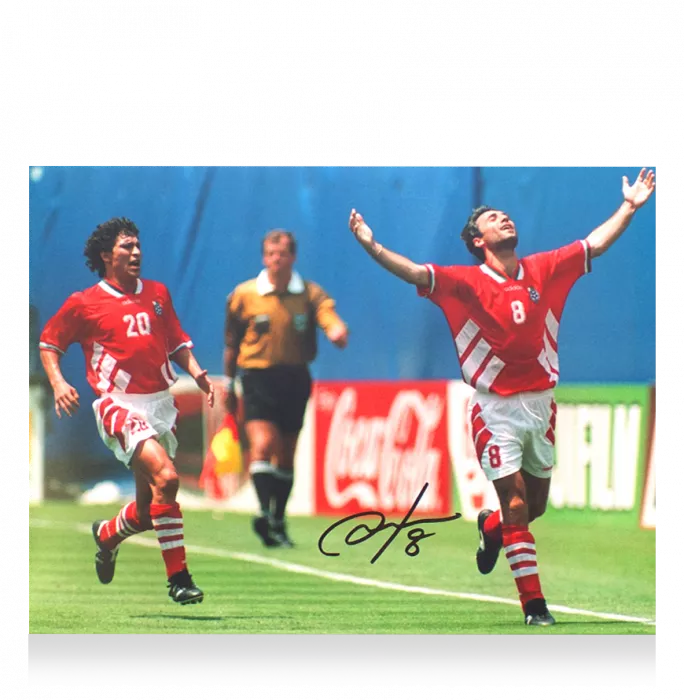Icons Hristo Stoichkov Signed Bulgaria Photo In Black Wooden Frame: 1994 FIFA World Cup Top Goalscorer