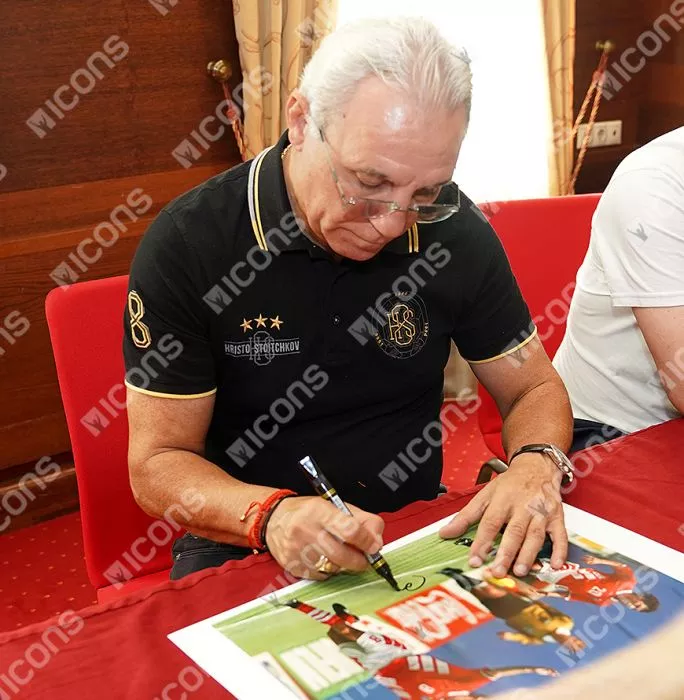 Icons Hristo Stoichkov Signed Bulgaria Photo In Black Wooden Frame: 1994 FIFA World Cup Top Goalscorer