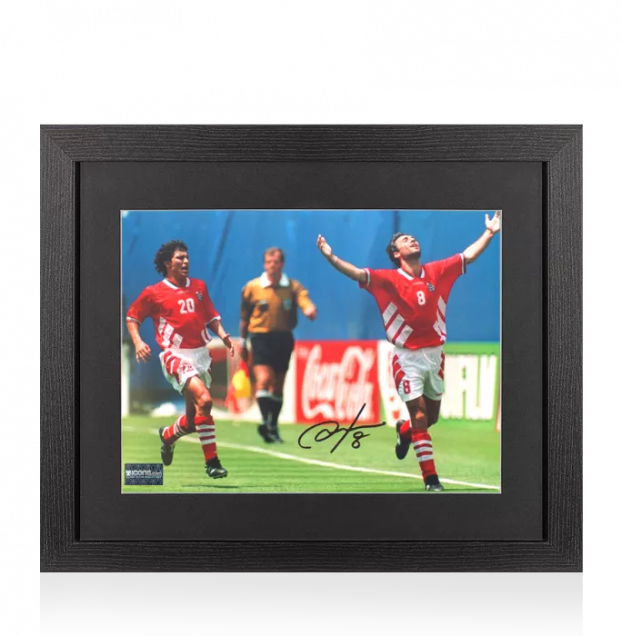 icons Hristo Stoichkov Signed Bulgaria Photo In Black Wooden Frame: 1994 FIFA World Cup Top Goalscorer