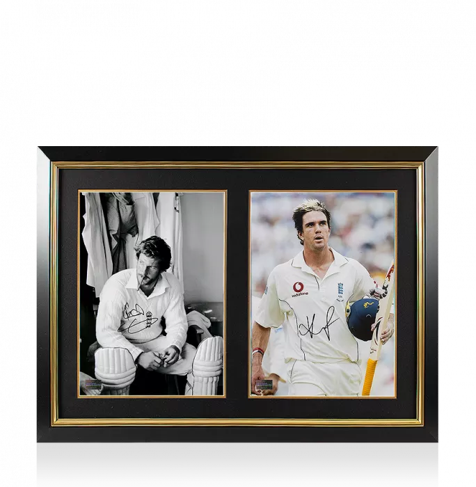 icons Ian Botham & Kevin Pietersen Signed England Cricket Photos In Dual Photo Frame