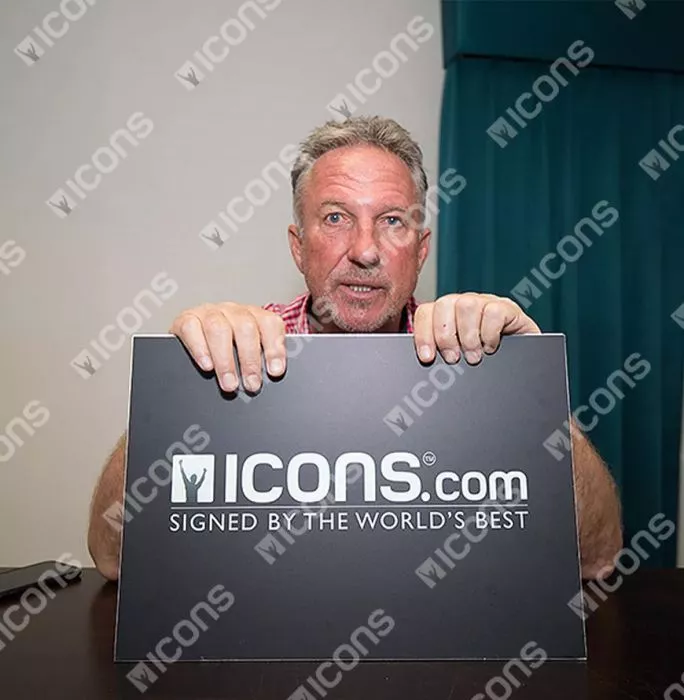Icons Ian Botham Signed Bowling Action Print In Black Wooden Frame