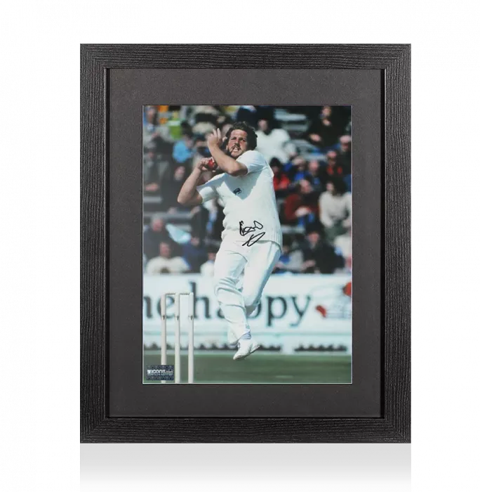 Icons Ian Botham Signed Bowling Action Print In Black Wooden Frame