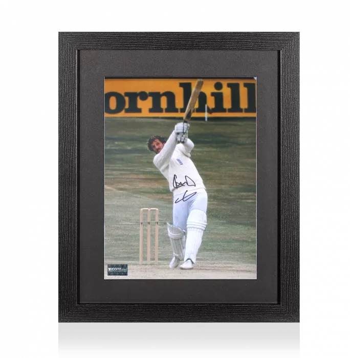 icons Ian Botham Signed Photo In Black Wooden Frame: Headingley Action