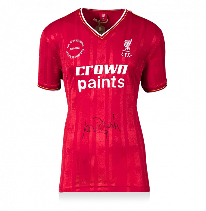 Icons Ian Rush Front Signed Liverpool FC 1986 Home Shirt In Hero Frame: Option 1