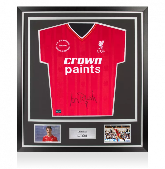 Icons Ian Rush Front Signed Liverpool FC 1986 Home Shirt In Classic Frame