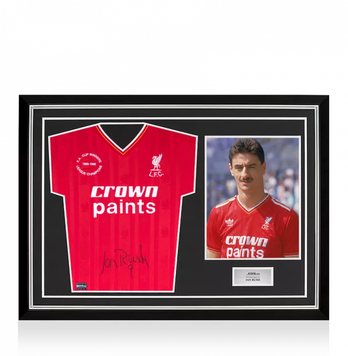 icons Ian Rush Front Signed Liverpool FC 1986 Home Shirt In Hero Frame: Option 1