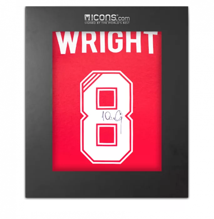 icons Ian Wright Back Signed Retro Arsenal Home Shirt In Deluxe Packaging