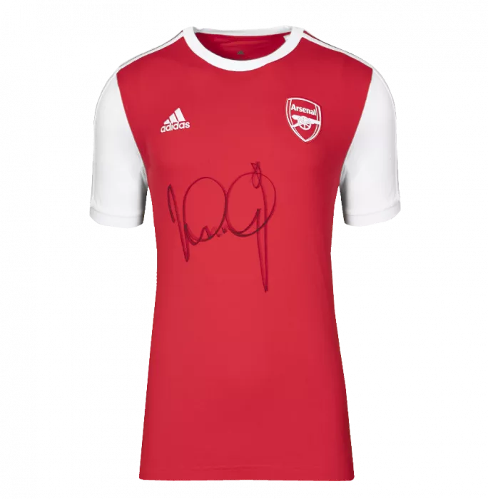 Icons Ian Wright Front Signed Adidas Arsenal T-Shirt In Hero Frame: Option 1