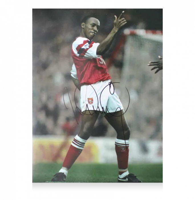 Icons Ian Wright Signed Arsenal Legend Print In Black Wooden Frame