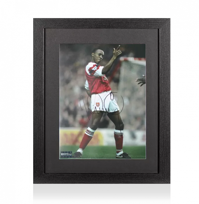 icons Ian Wright Signed Arsenal Legend Print In Black Wooden Frame
