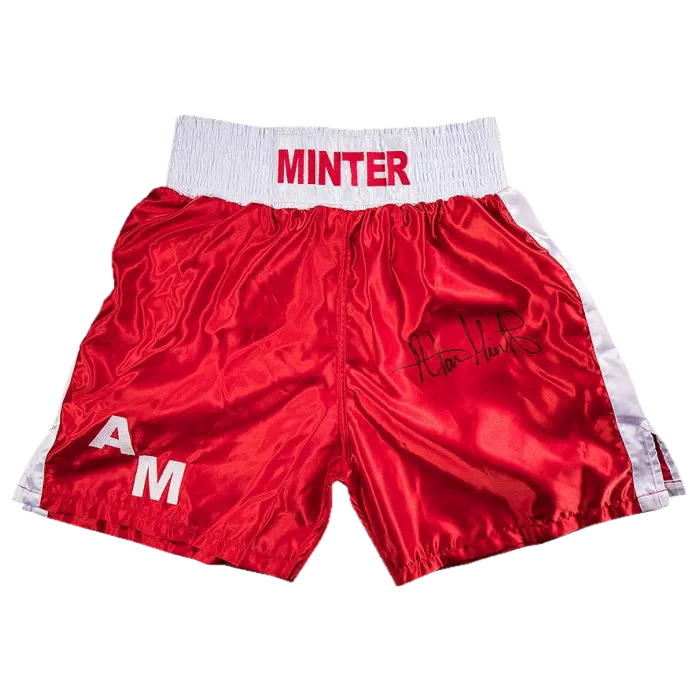 icons Alan Minter Signed Boxing Trunks