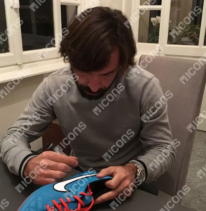 Icons Andrea Pirlo Signed Blue Nike Tiempo Boot