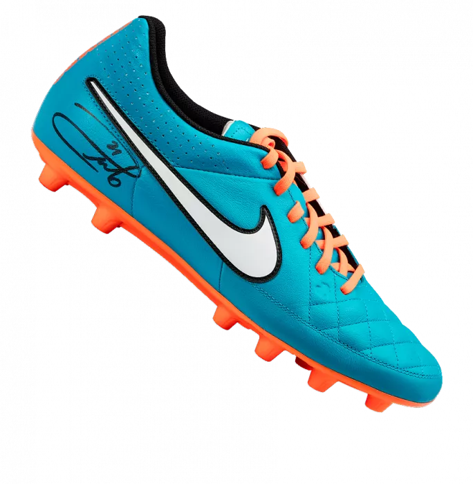 Icons Andrea Pirlo Signed Blue Nike Tiempo Boot