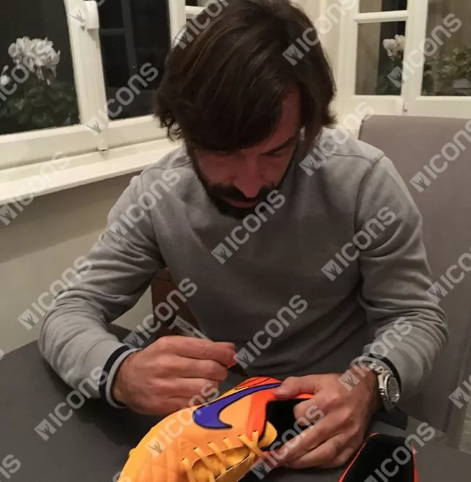 Icons Andrea Pirlo Signed Yellow Nike Tiempo Boot