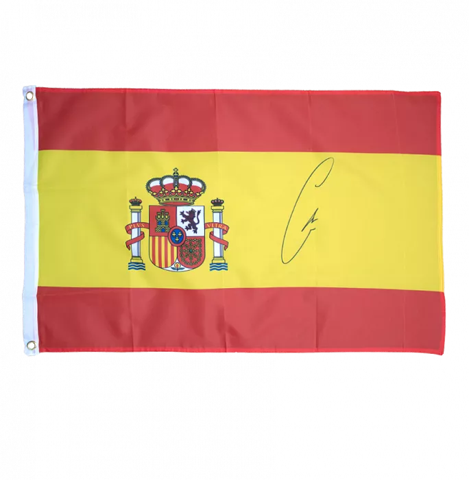Icons Carlos Alcaraz Signed And Framed Spain Flag