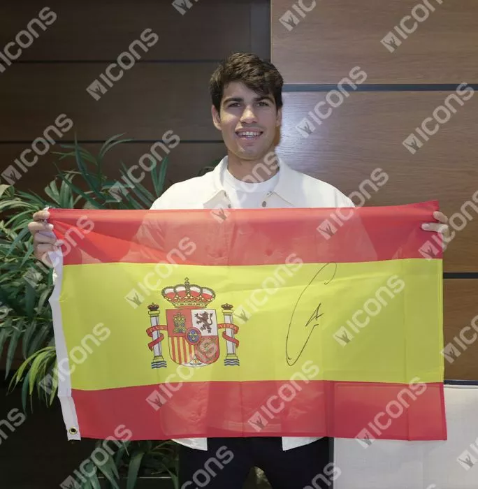 Icons Carlos Alcaraz Signed And Framed Spain Flag