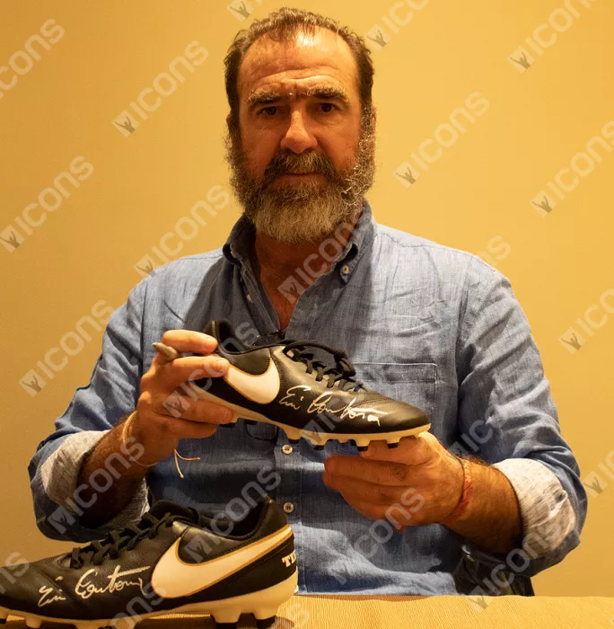 Icons Eric Cantona Signed Black Nike Tiempo Boot