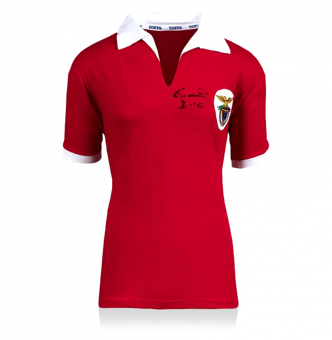 icons Eusebio Front Signed Retro Benfica Shirt