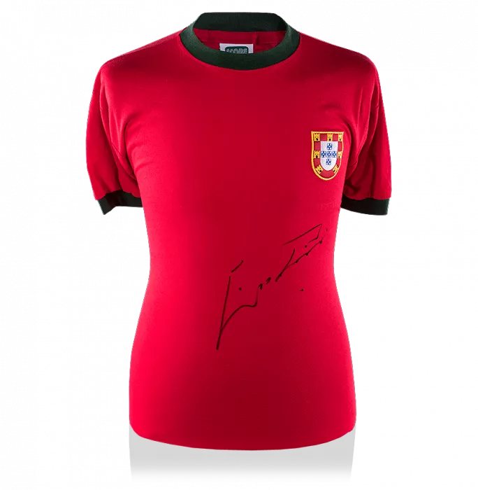 icons Eusebio Front Signed Retro Portugal Shirt