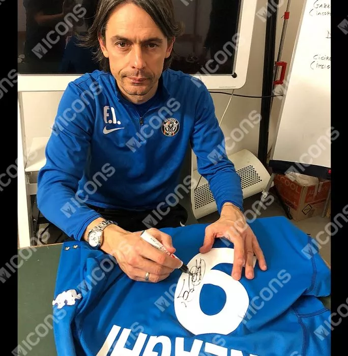 Icons Filippo Inzaghi Signed Italy 2000 Home Shirt