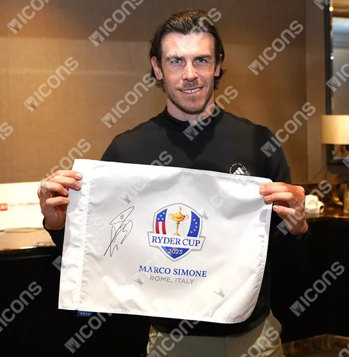 Icons Gareth Bale Signed 2023 Ryder Cup Pin Flag
