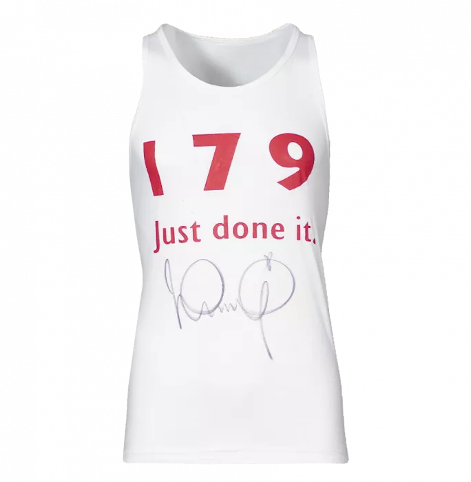 Icons Ian Wright Signed Nike Vest: "179 Just Done It"