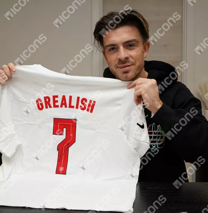 Icons Jack Grealish Back Signed England T-Shirt