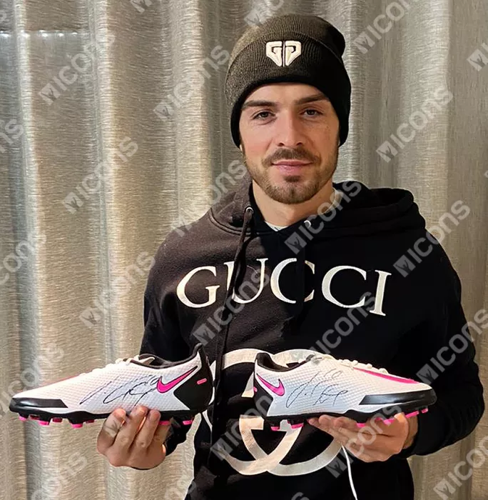 Icons Jack Grealish Signed White Nike Phantom Boot