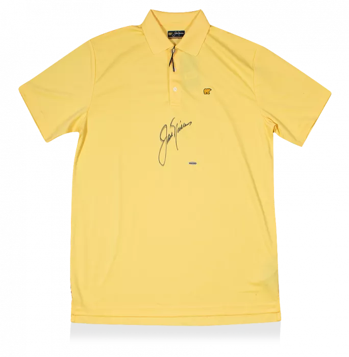icons Jack Nicklaus Signed Cream Golf Polo Shirt
