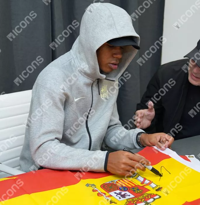 Icons Lamine Yamal Signed And Framed Spain Flag