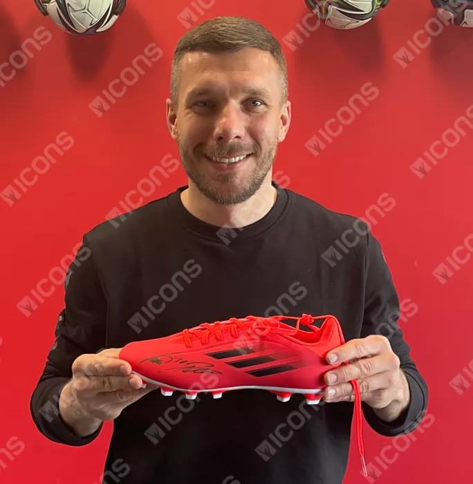 Icons Lukas Podolski Signed Red Adidas X.4 Boot
