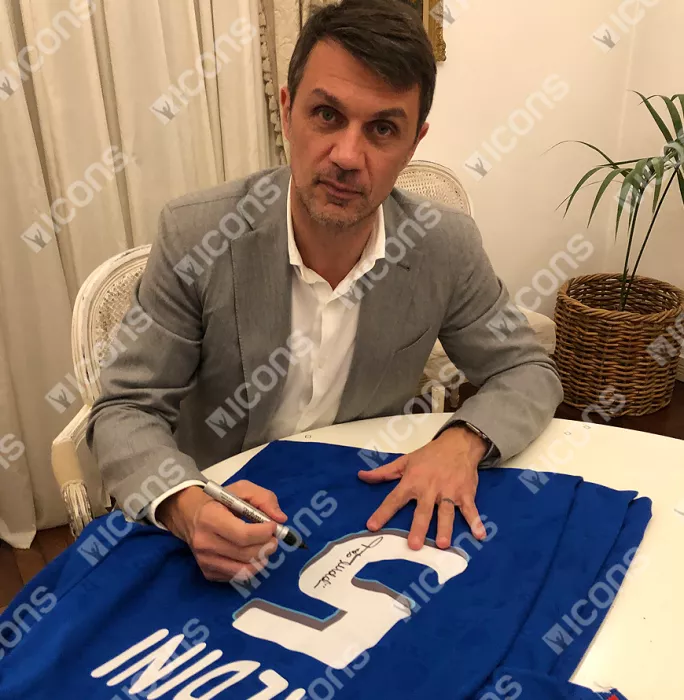 Icons Paolo Maldini Signed Italy 1994 Home Shirt
