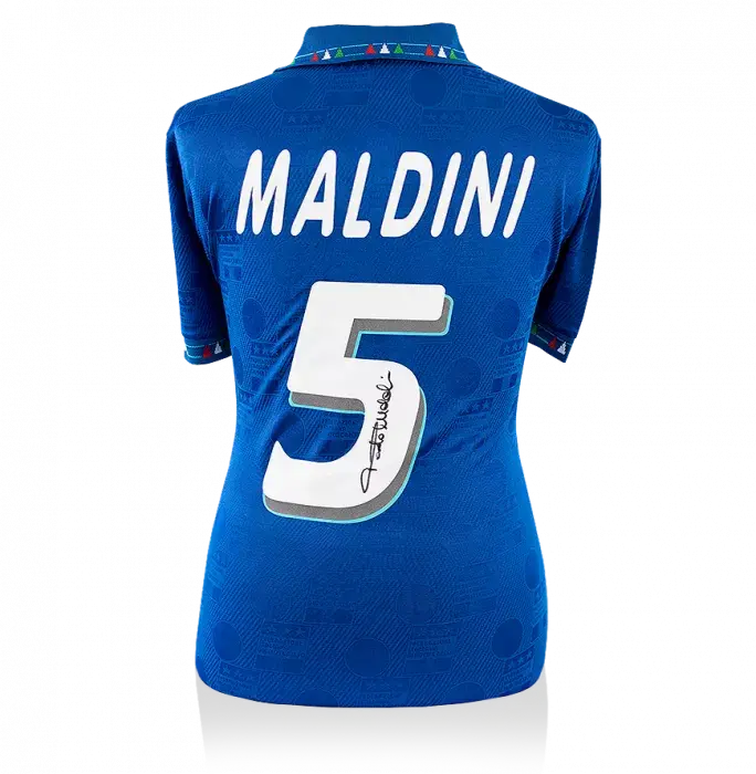 icons Paolo Maldini Signed Italy 1994 Home Shirt