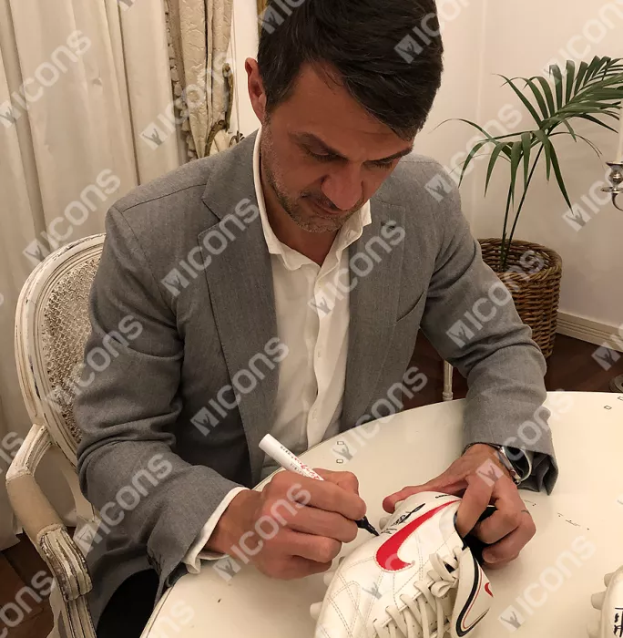 Icons Paolo Maldini Signed White Nike Tiempo Boot