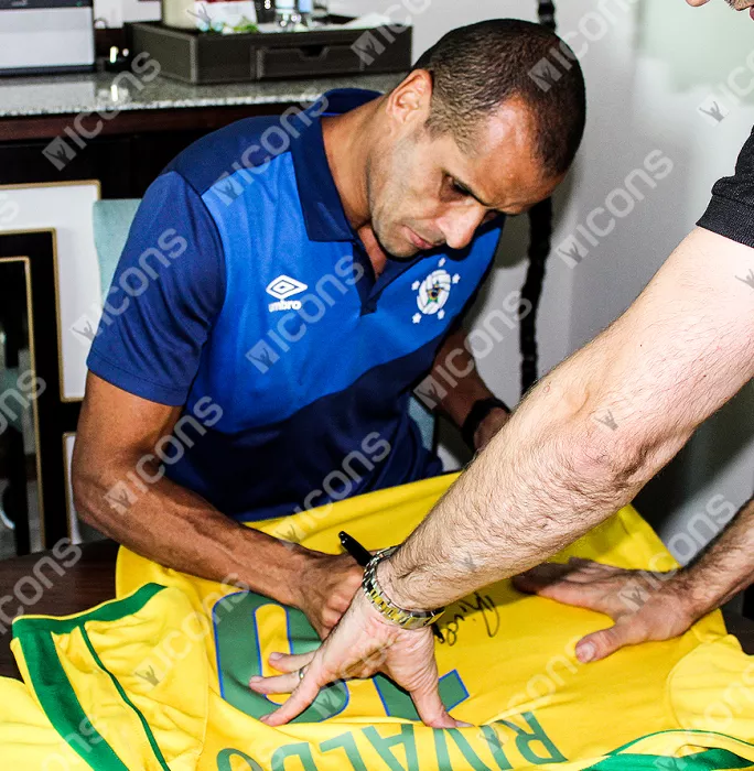 Icons Rivaldo Back Signed Brazil 1998 Home Shirt