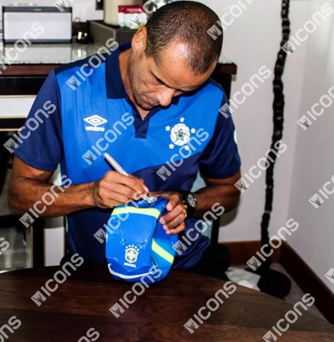 Icons Rivaldo Signed Blue Nike Brazil Ball