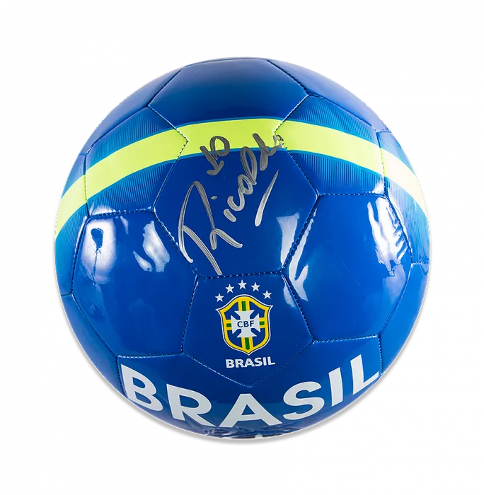 icons Rivaldo Signed Blue Nike Brazil Ball