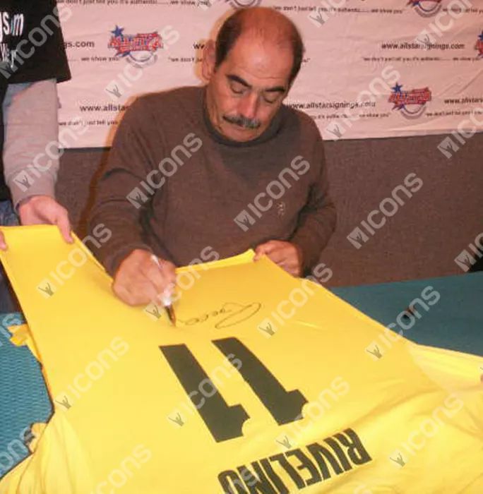 Icons Rivelino Back Signed Retro Brazil Home Shirt