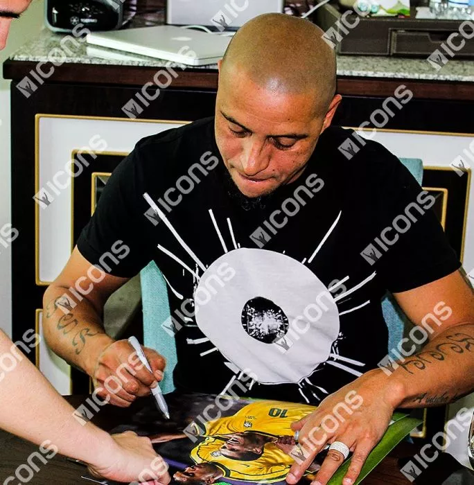 Icons Roberto Carlos & Rivaldo Signed Brazil Photo