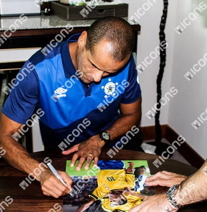 Icons Roberto Carlos & Rivaldo Signed Brazil Photo